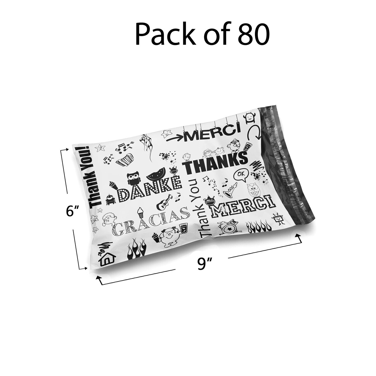 Poly Mailer Envelopes - 6 x 9 Multi Design Weight - 0.25 to 1 pound